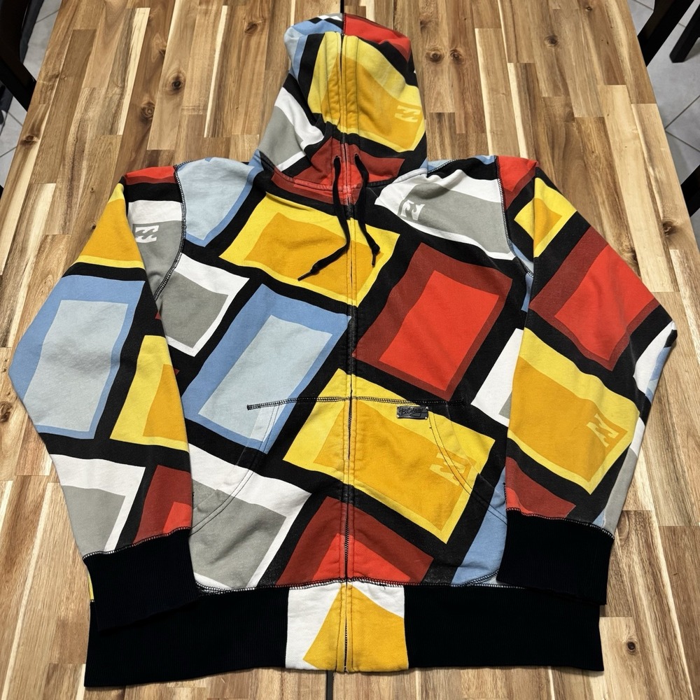 Vintage Billabong Hoodie Mens XL Geometric Colorful Loud Surfing‎ Skating Y2K